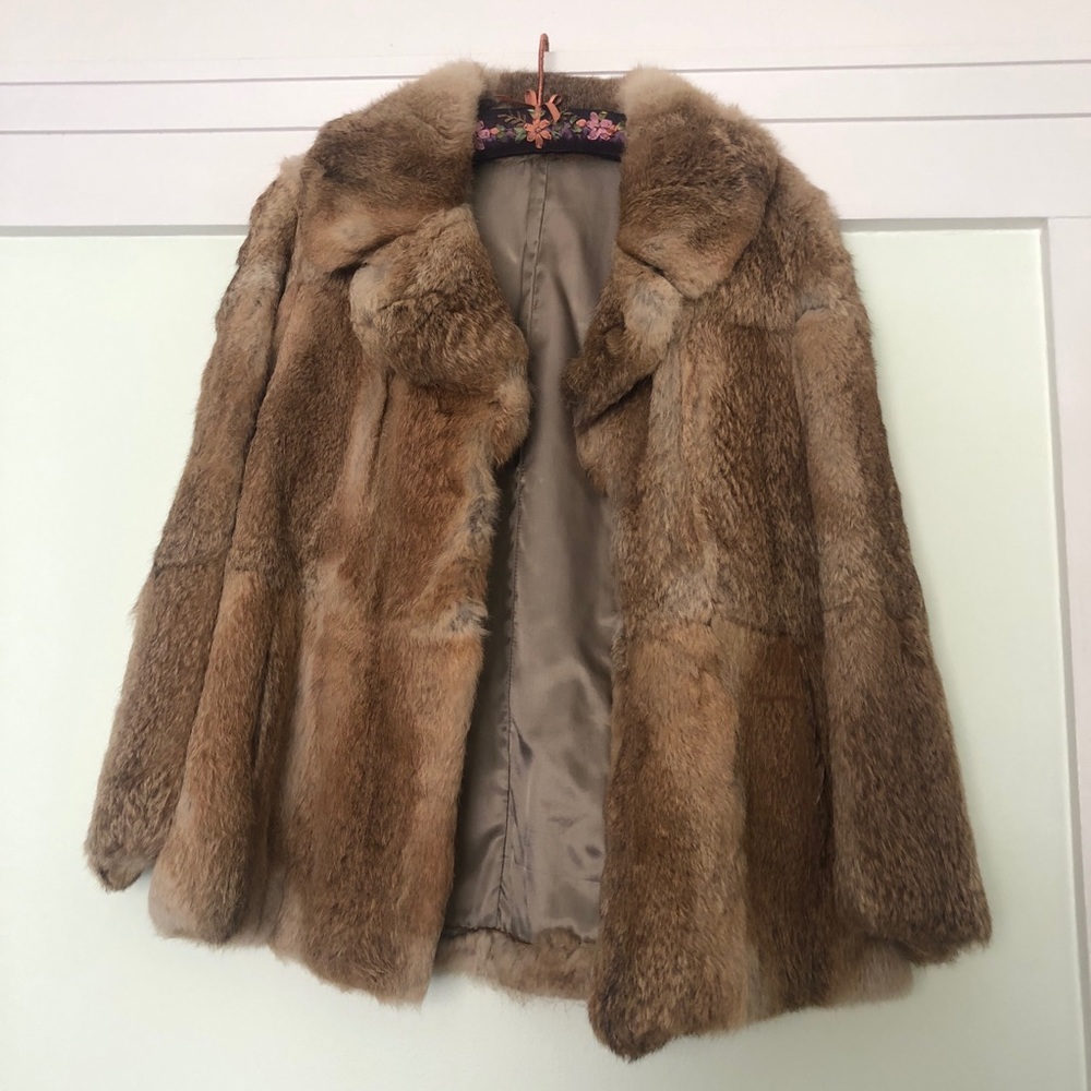 Vintage tan rabbit fur jacket